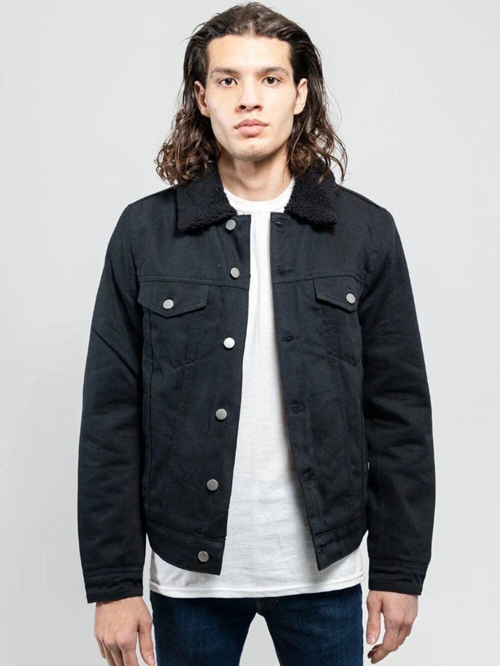 Redwood Rebel Mens Faux Shearling Twill Jacket